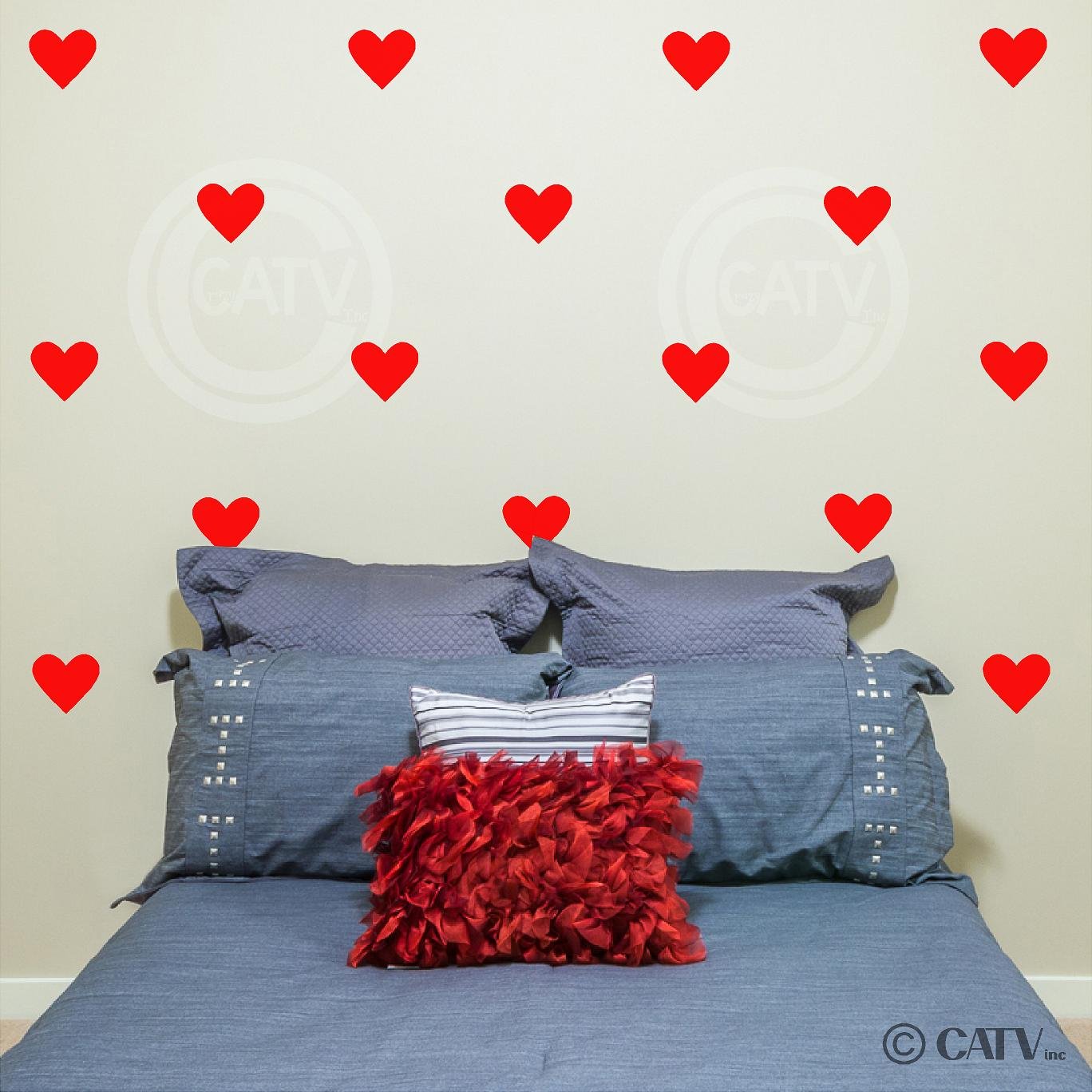 Stickers muraux en vinyle cœurs rouges de 10 cm pour décoration de chambre x39