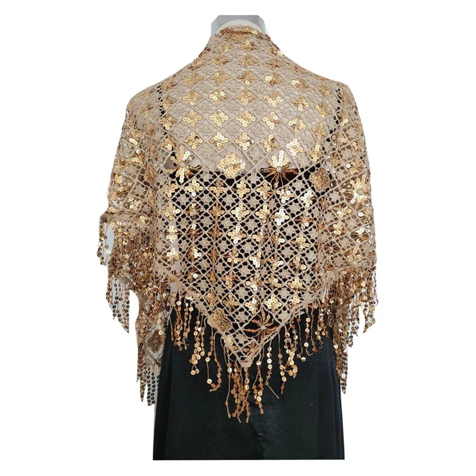 Chal de lentejuelas brillantes Chales elegantes de lentejuelas triangulares for mujer, Boleros for dama honor nupcial, capas, vestidos noche for banquete, chal fiesta