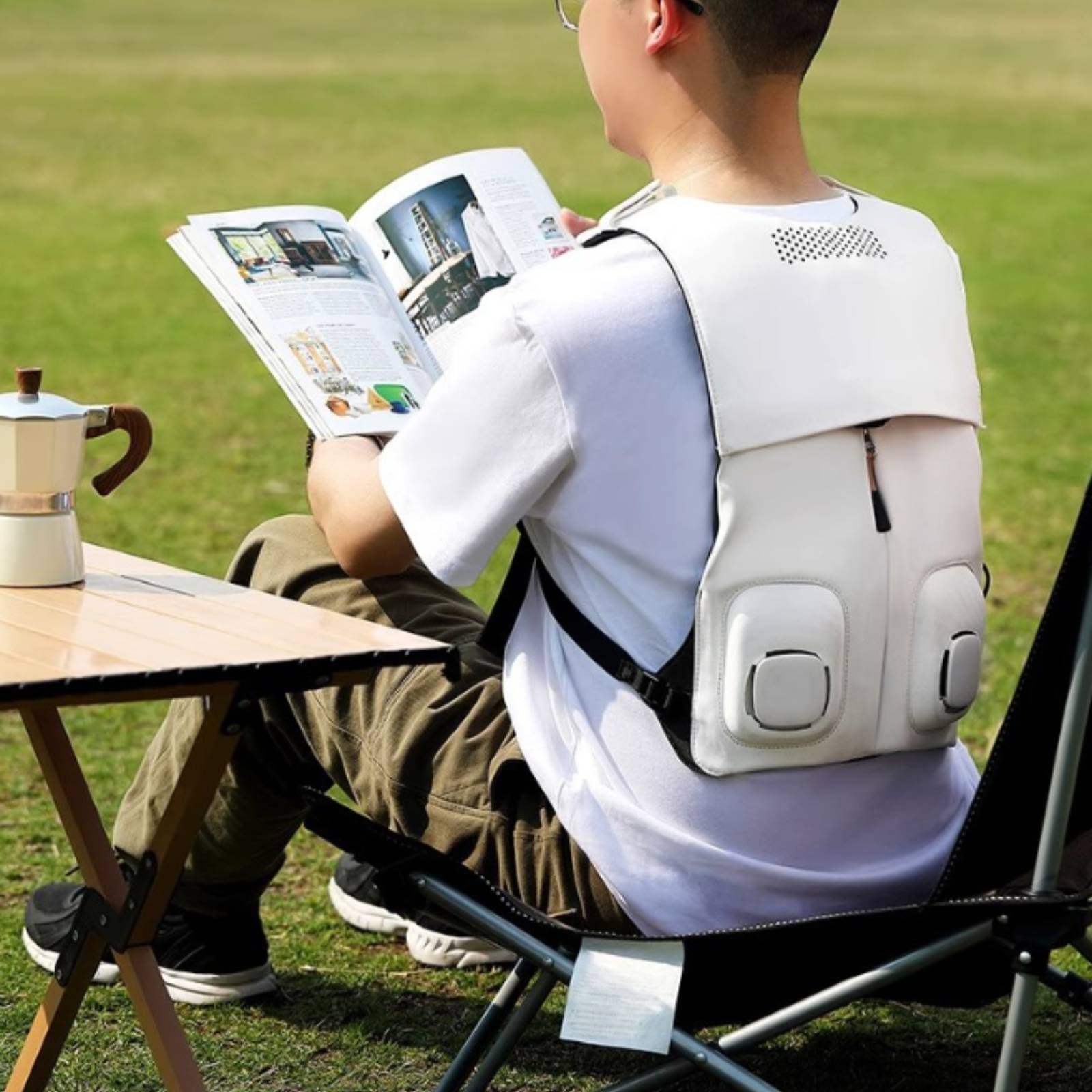 Outdoor Kühlweste Kühlweste Kühlpad Rückenpolster Schultergurt Nylon Polyester mit Perforierter Rückenzone Und Schnellverstellung für Angeln Picknick Pendelweg