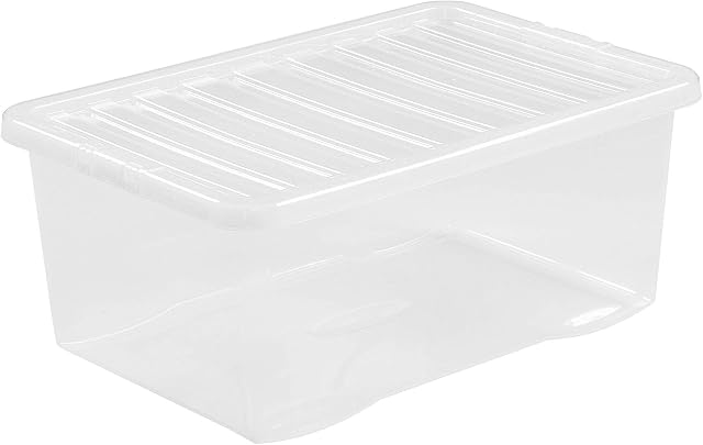 Matangi Plus [  ] Plastic Transparent Storage Box with Lid | Crystal Clear Storage Container Under-Bed Organiser (45 Ltr)