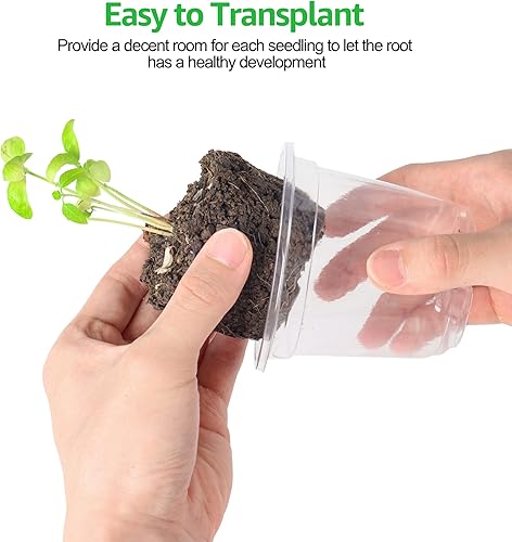 Miniatura 6 de Bonviee 30 juegos de macetas para vivero con cúpulas de humedad, macetas transparentes de 4 pulgadas (30 macetas + 30 tapas transparentes), macetas