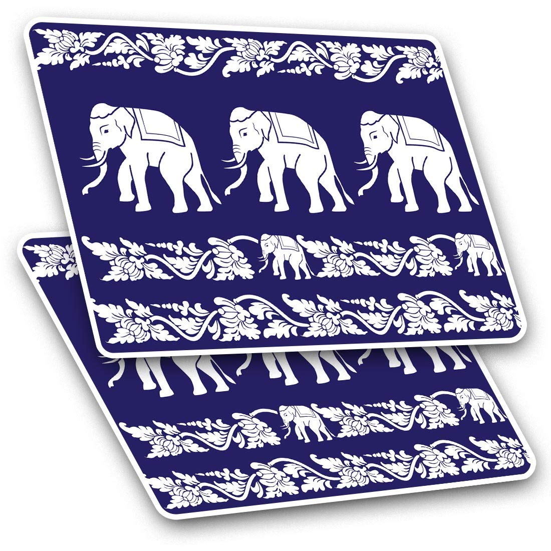 Destination Vinyl Ltd Multi Rectangle Stickers(Set Of 2) 7.5Cm - Beautiful Indian Elephants Fun Decals For Laptops,Tablets,Luggage,Scrap Booking,Fridges, #15597