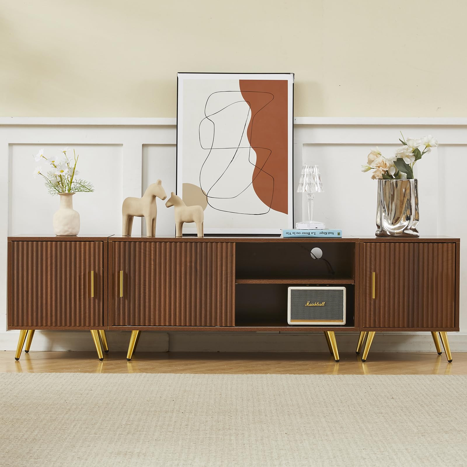 COSVALVE 71" Walnut TV Stand for 65-80 Inch TVs