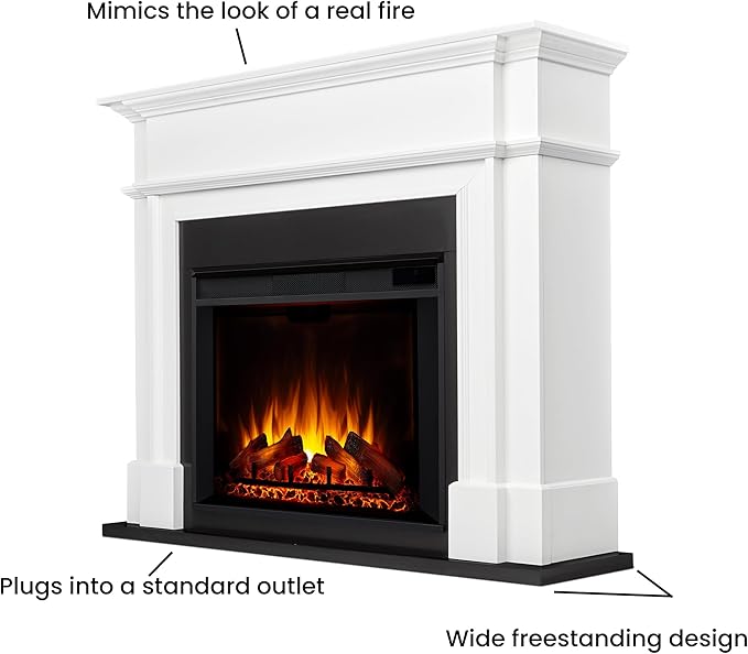 Chimenea Eléctrica Real Flame Harlan 55" Blanca 8060E-W miniatura 4