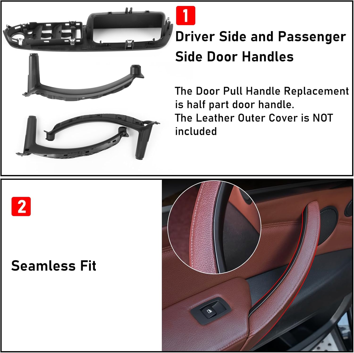 Jaronx Compatible with BMW Door Handle Replacement X5 E70/X6 E71,4PCS Driver Side and Passenger Side Interior Door Handle for BMW X5 2008-2013,X6 2008-2014 (Leather Cover NOT Include)