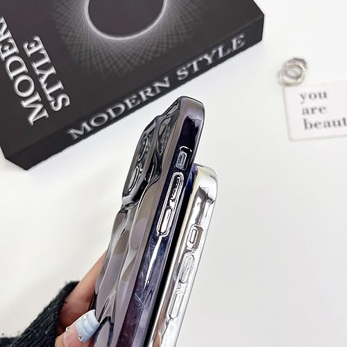 Miniatura 4 de Funda compatible con iPhone para mujeresniñas, bonita funda galvanizada de piedra de meteorito 3D, textura rizada, antiarañazos, a prueba de golpes,