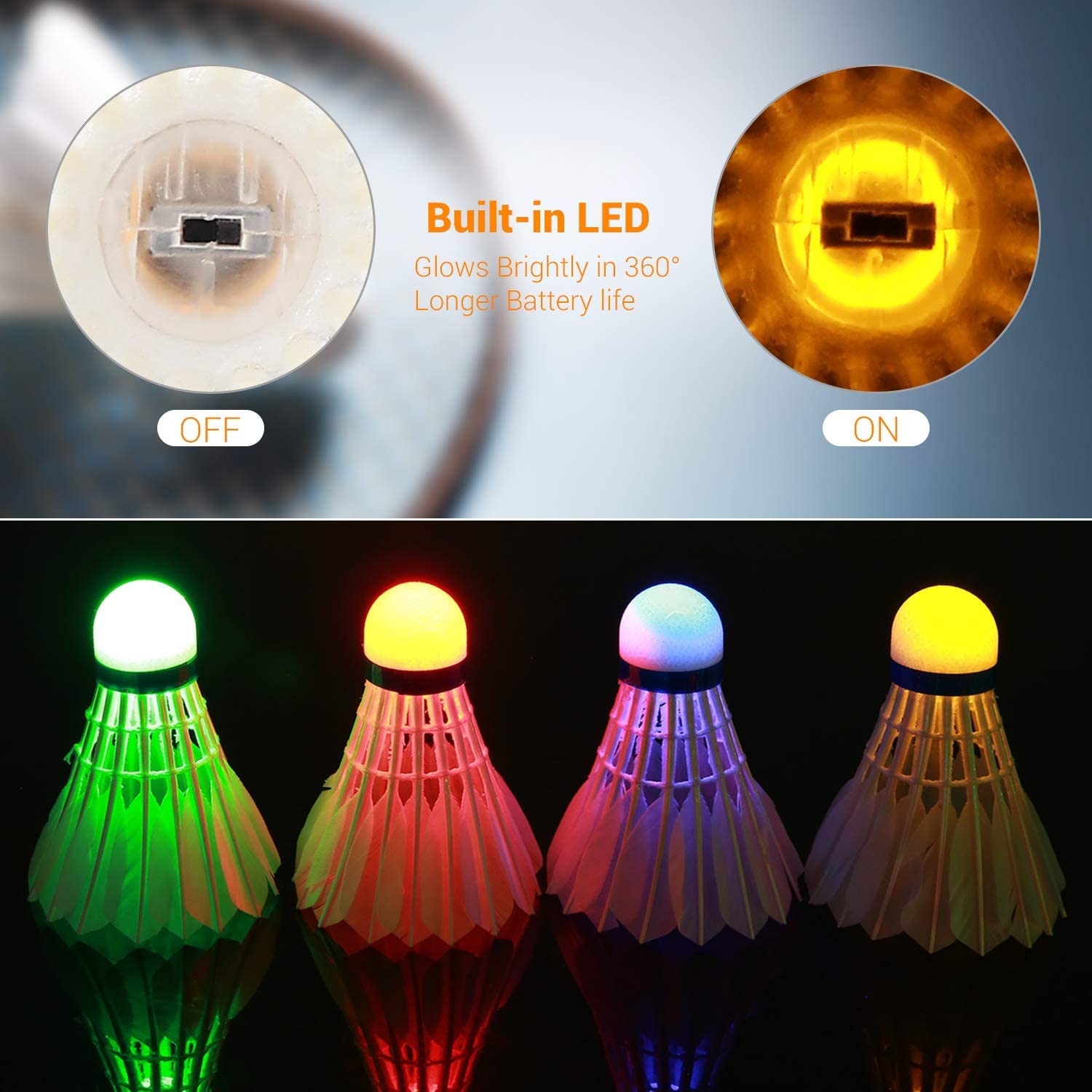 Volano da badminton a LED Palline luminose in nylon per badminton, resistenza al