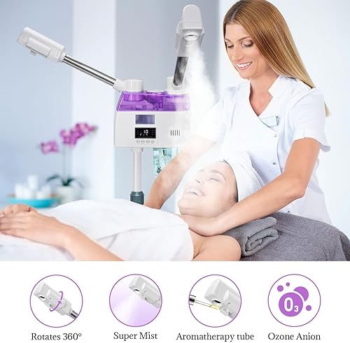 Miniatura 3 de Vaporizador facial profesional 2 en 1, vaporizador esteticista con niebla fría y caliente, vaporizador facial para limpieza profunda facial,