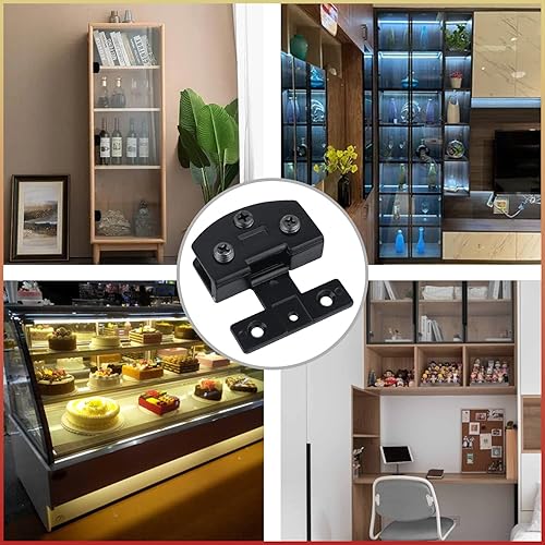 Miniatura 5 de Bisagra de puerta de vidrio para gabinete, 2 piezas de bisagras de puerta de vidrio sin marco de 90 grados, gabinete de exhibición de armario, clip