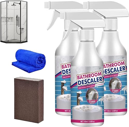 KCRPM Limpiador descalcificador de baño, limpiador de manchas difíciles, potente agente de limpieza descalcificador para bañera, inodoro, baño,