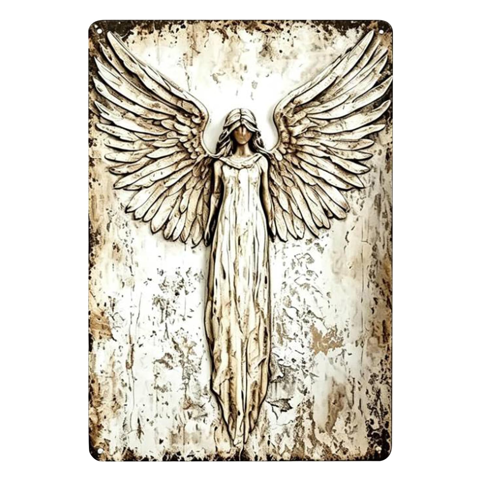 Guardian Angel Metal Wall Art, Vintage Angel Wings Metal Plaque Sign, Rustic Metal Tin Signs, Guardian Angels Wall Decor, Memorial Christian Decor for Home Bedroom Office Gift