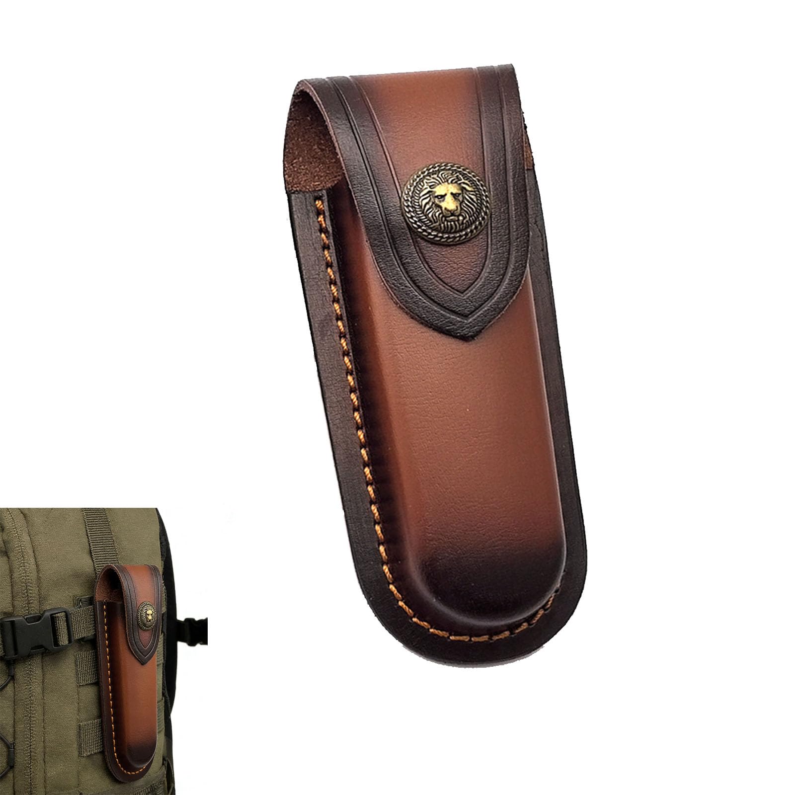 Fodero in Pelle per Pieghevole 13 cm, Custodia per Coltello Retrò Marrone Fodero in Pelle Fatto a Mano per Coltelli Borsa per Caccia Campeggio Allaperto