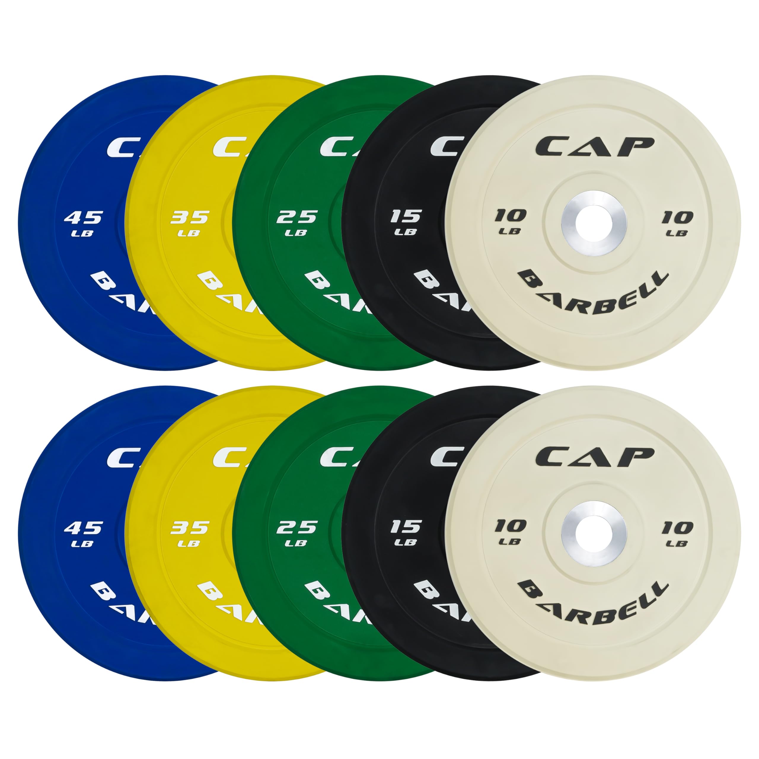 CAP Barbell 2-Inch Olympic Bumper Plate Weight Set | 100-370 lbs | Multiple Options