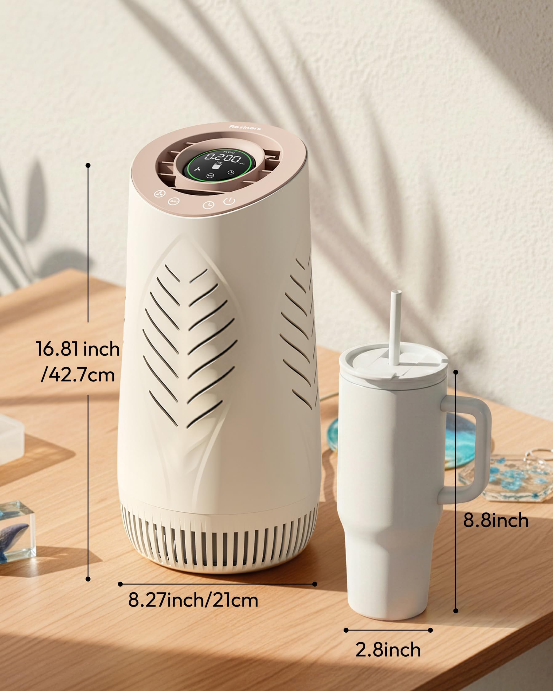 Resiners Resin-Luftreiniger mit H13 HEPA-Filter für Epoxidharz | AirPure Lite, Echtzeit-TVOC-Anzeige, Automatikmodus, tragbar für Epoxidharz-Gießen & DIY-Basteln