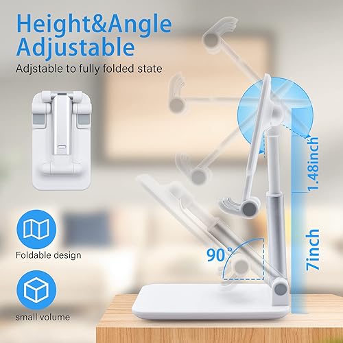 Miniatura 4 de Soporte ajustable para teléfono celular, soporte plegable para teléfono y tableta, soporte para escritorio, altura en ángulo, ajustable, compatible