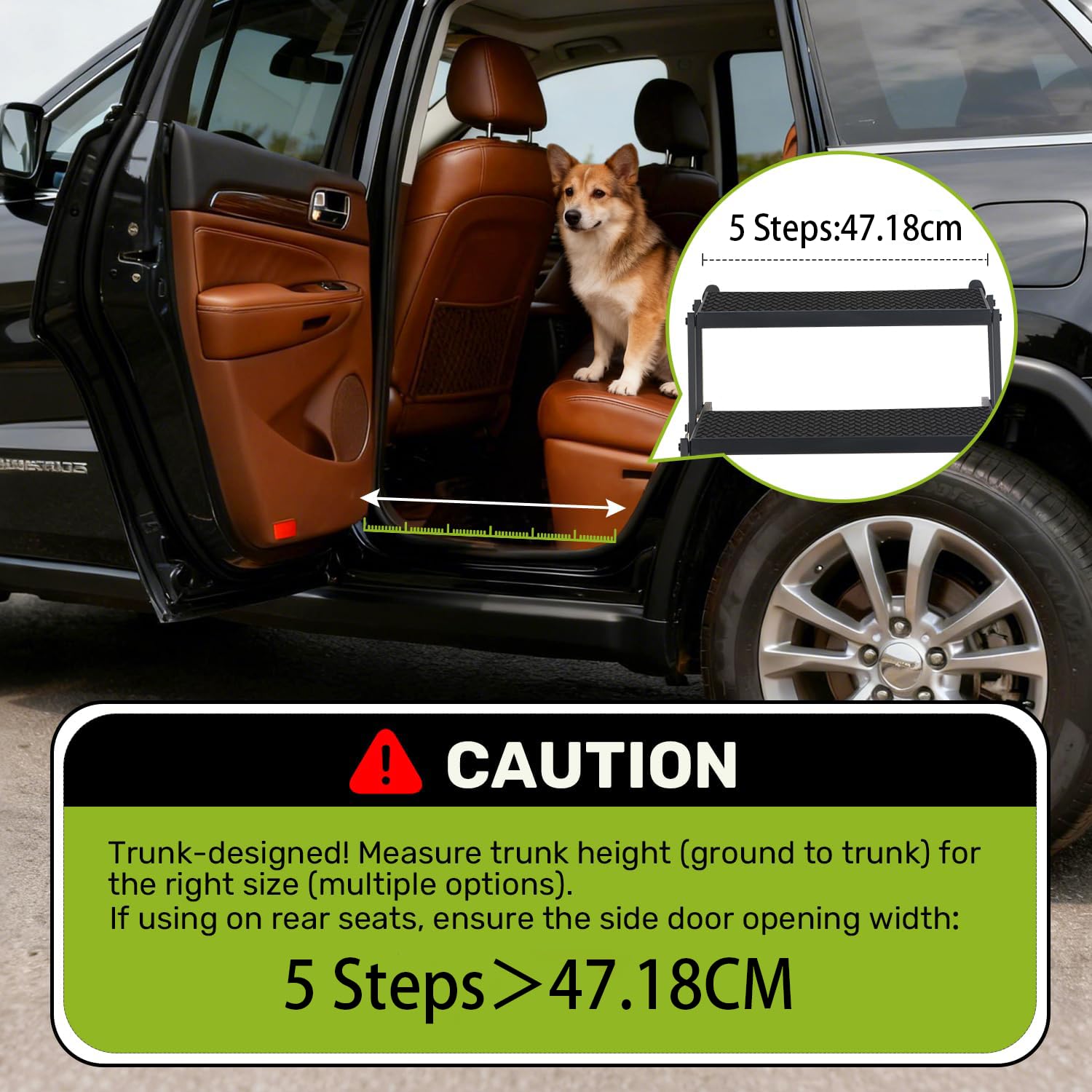 Rampa per Cani Pieghevole,Scaletta per Cani 5 Gradini, superficie antiscivolo, scala pieghevole per cani fino a 100 kg, per animali domestici, auto, SUV, furgoni