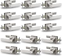 Vista 38 de USHTL01-SN-BK-6P - Manija cuadrada de privacidad para puerta de níquel cepillado sin llaves para dormitorio o baño, USHTL01-SN-BK-6P