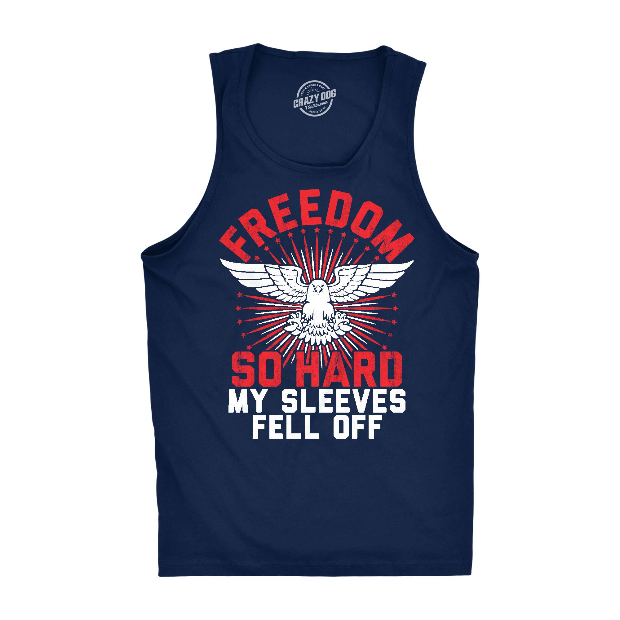 Mens Fitness Tank Freedom so Hard My Sleeves Fell Off Tanktop Funny USA 4th of July Shirt