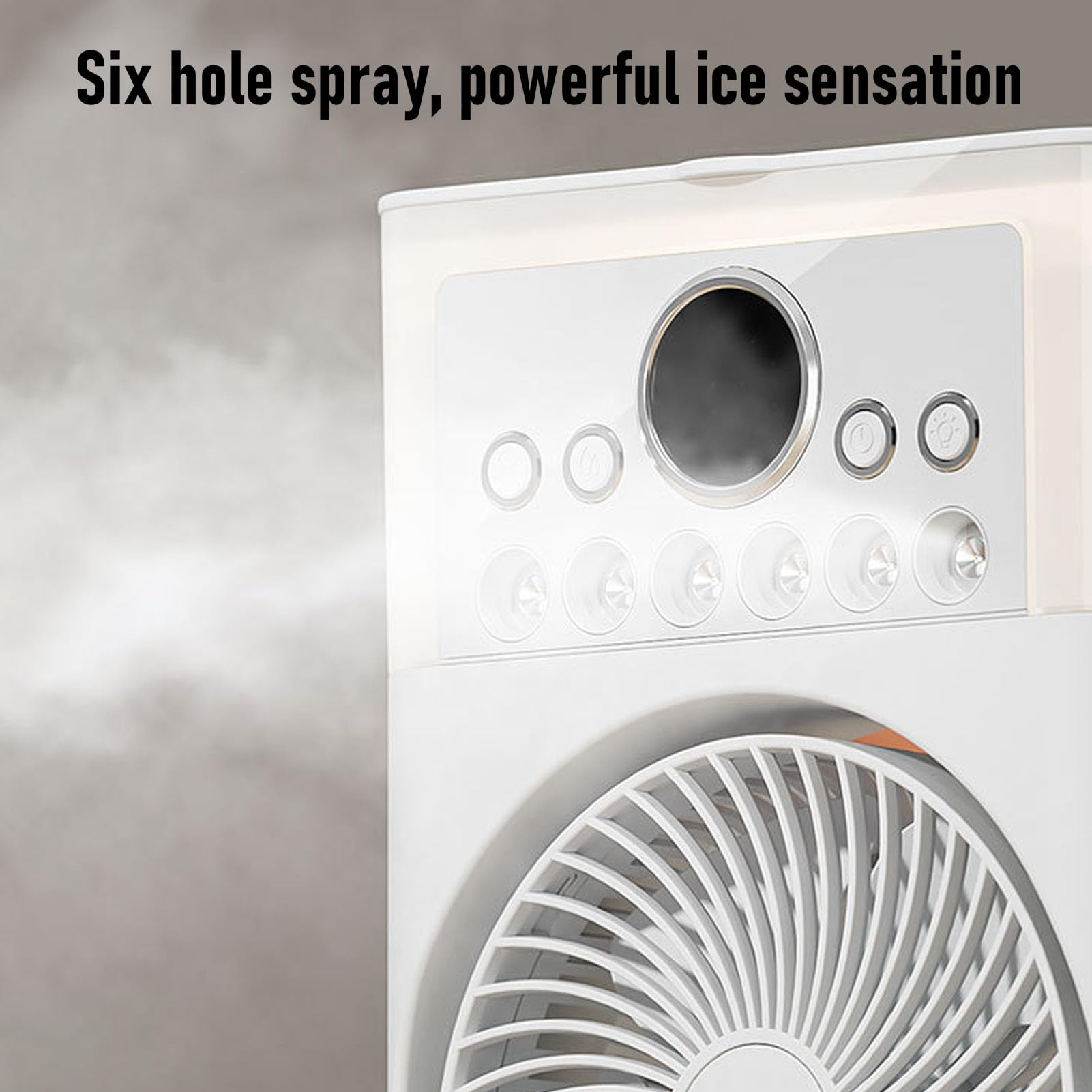 Asixxsix Ventilatore Nebulizzante, Umidificatore con Ventola di Raffreddamento con Rotazione a 360 Gradi con 6 Ugelli Spray e Telecomando, sistemas di Raffreddamento a Doppia Ventola