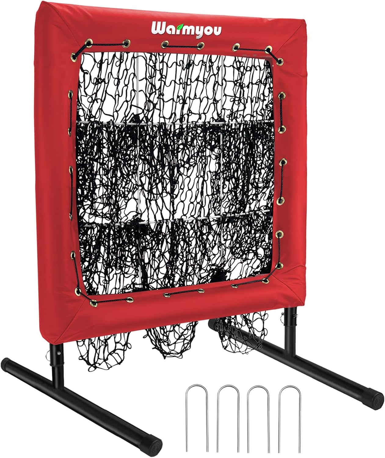 Pitching Net, Portable 9 Hole Baseball & Sotball with Strike Zone - Height Adjustable Easy Setup for Indoor/Outdoor