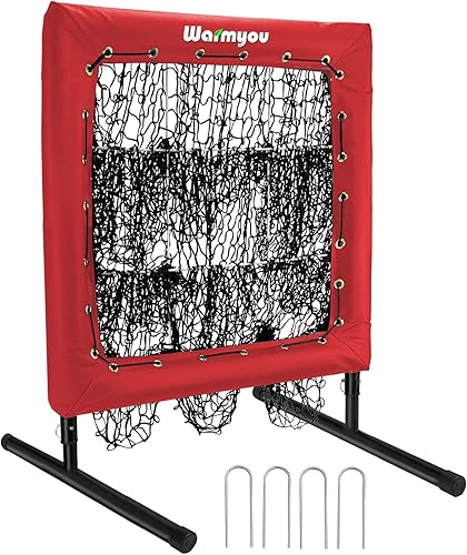 Sports Pitching Net with Strike Zone BaseballSoftball Net Best Hitting Nets Target Portable 9-Hole Pitching Aid Adjustable Height Training Equipment