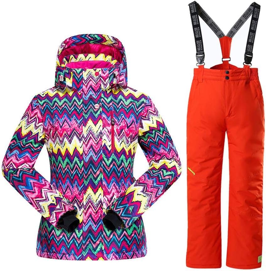 RIUIYELE Kids Ski Jacket Winter Snow Coat Detachable Pants for Snowboarding Girl's and Boys Waterproof Windproof