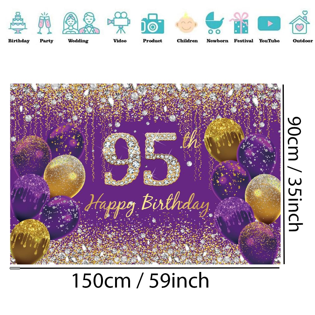 Tortenaufsatz Zum 95. Geburtstag In Roségold – Glitzernd, Doppelseitig, Ca. 15,2 X 10,8 Cm | Stabiler Acrylstab, Made In USA