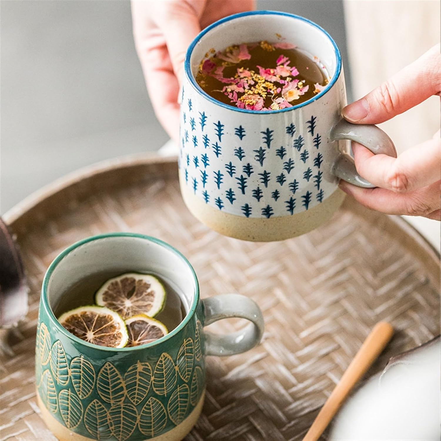Coffee Mug Ceramic Coffee Cup Japanese Style Garden Tea Cup Water Cup Mug Cup Coffee Mug Tea Cup (Color : 5) (2)