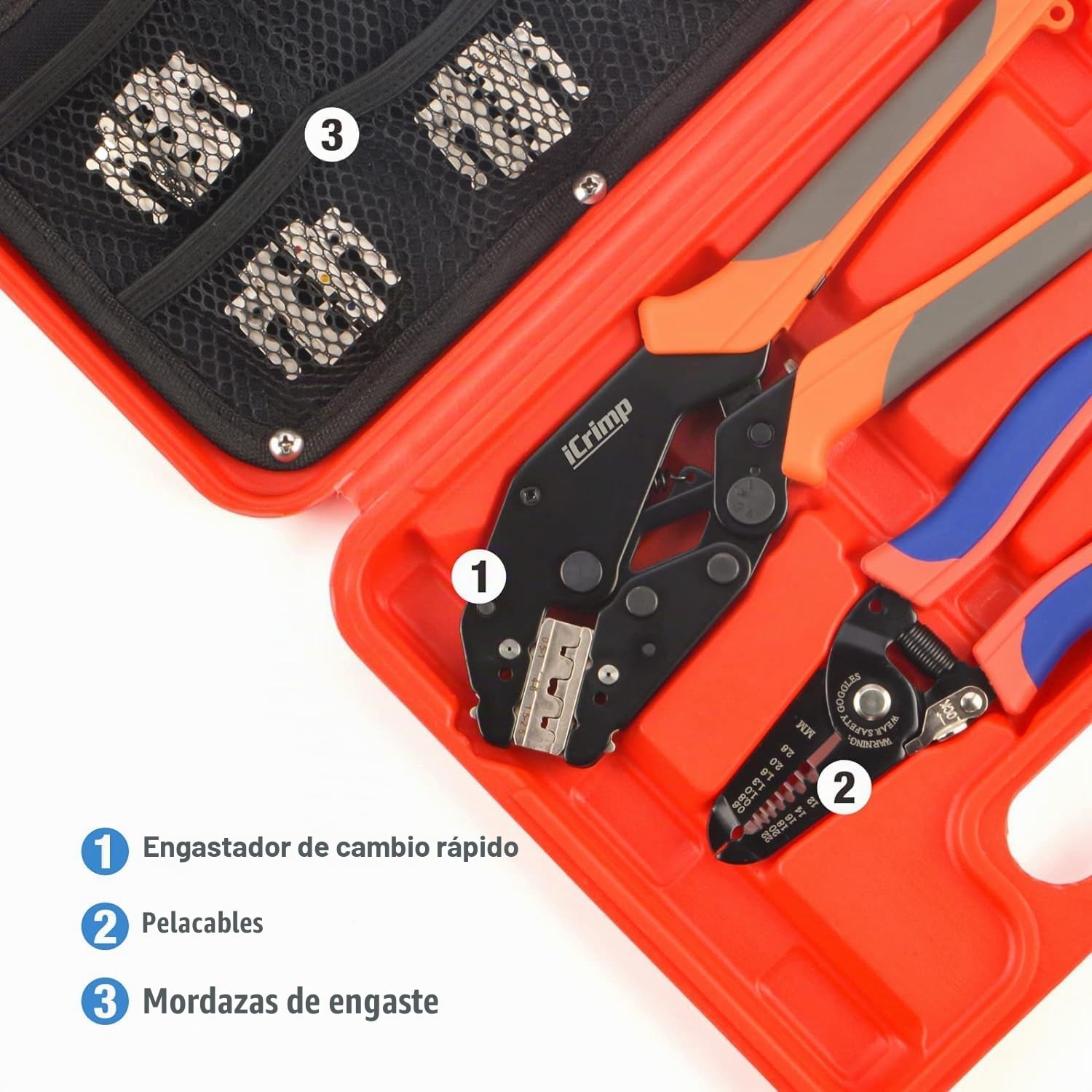 IWISS Juego de herramientas de crimpado rápido para aislamiento, encogimiento de calor, terminales no aisladas, terminales de cable de batería, conectores solares IWS4