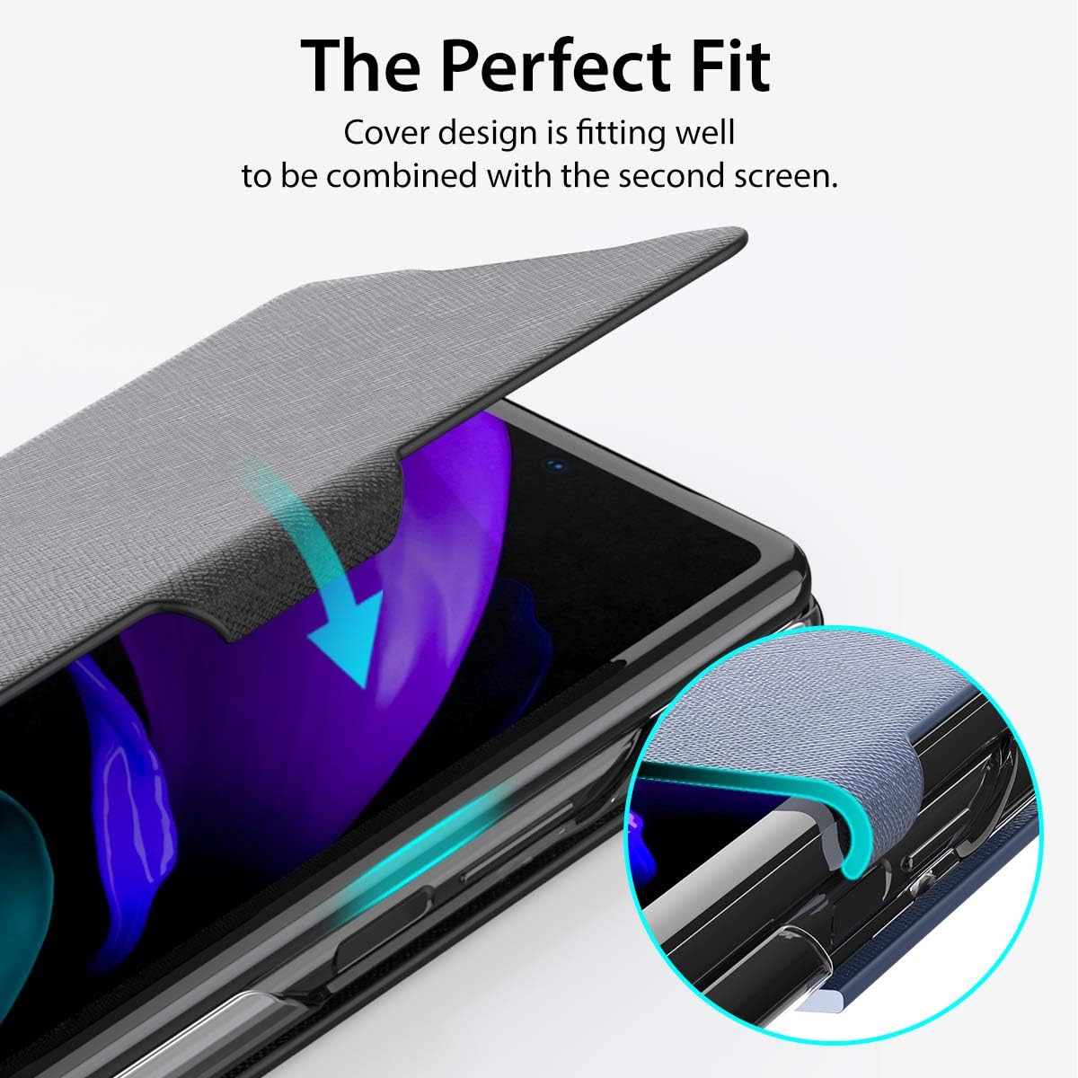 araree Bonnet Diary Hybrid Premium Taiga Pattern PU Leather Cover Compatible with Samsung Galaxy Z Fold 2 5G Full Protection Flip Case for Women, Men - Black