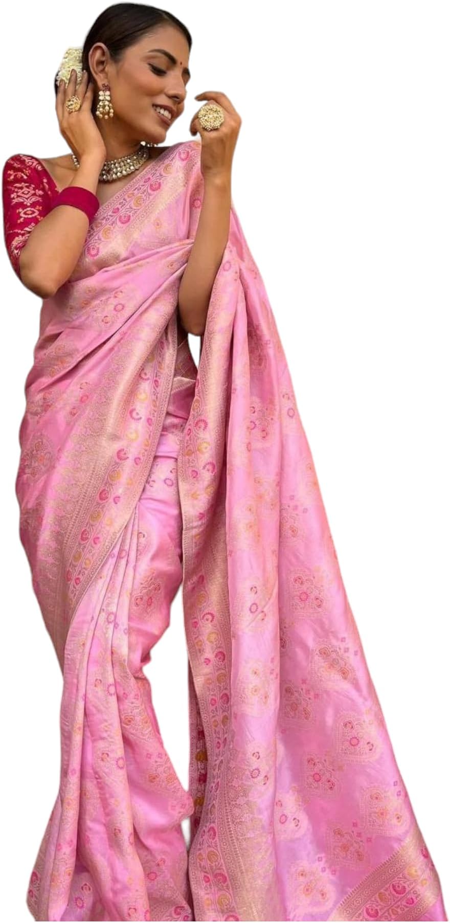 GlamoraWomens Banarasi Kanjivaram Premium design Soft Silk Saree With Attach Unstitched Blouse Piece