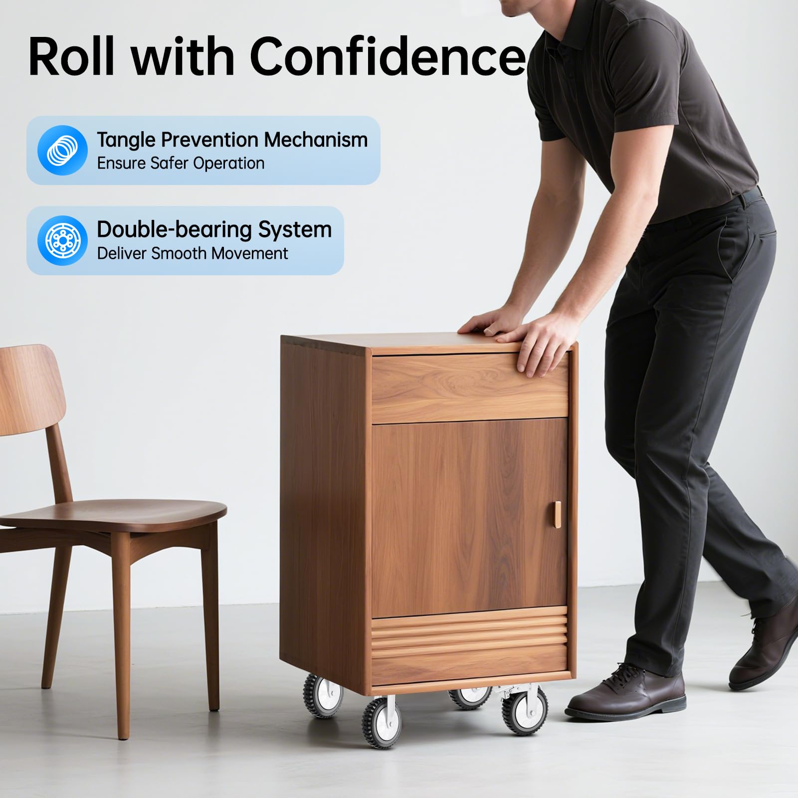 Juego de 4 ruedas giratorias de 600 kg, ruedas de transporte de hierro PVC con freno, ruedas de carga pesada para muebles de taller