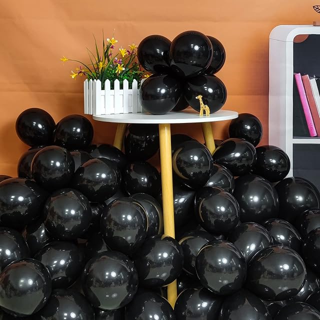 Black Mini Balloons 100 Pack 5 inch Macaron Matte Black Latex Party Balloon Small Round Helium Balloons for Baby Shower Birthday Wedding Engagement Anniversary Festival Decorations