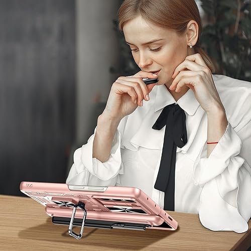 Miniatura 9 de VEGO Funda para Samsung Galaxy Z Fold 5 con soporte, soporte magnético con anillo, soporte para bolígrafo S, protección de bisagra, cubierta de