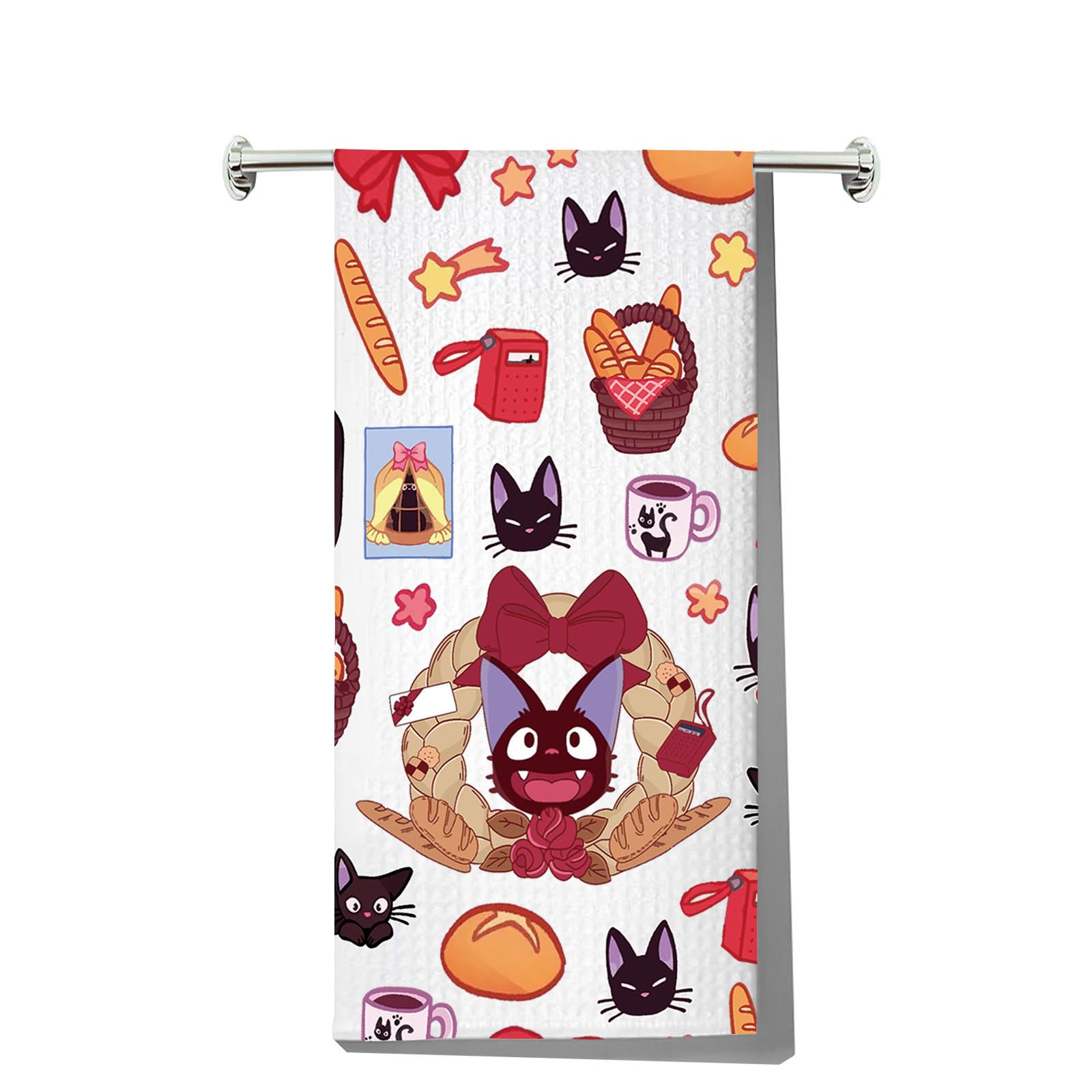 Serviette de cuisine Kiki chat Jiji en coton pour vaisselle anime