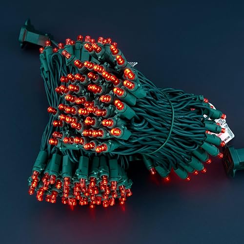 Miniatura 3 de Luces de Navidad rojas de gran angular, paquete de 2 juegos de 25 pies, 100 LED, cable verde, 0.197 in, certificado UL, grado comercial, cadena de