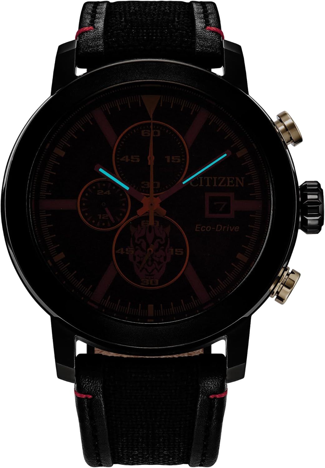 Citizen Men's Eco-Drive Star Wars Darth Maul Mastermind Chronograph Black Ion Plated Stainless Steel Case Watch,Black Cordura Nylon Strap, Black Dial (Model: CA0766-02W)