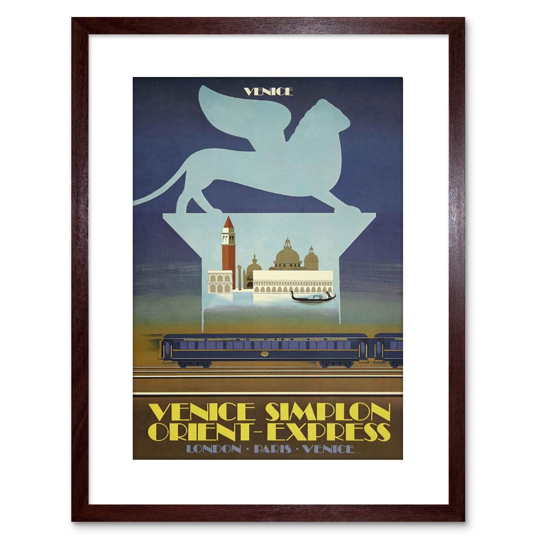 Wee Blue Coo 9x7 '' SIMPLON ORIENT EXPRESS VENICE LONDON PARIS FRAMED ART PRINT F97X1435