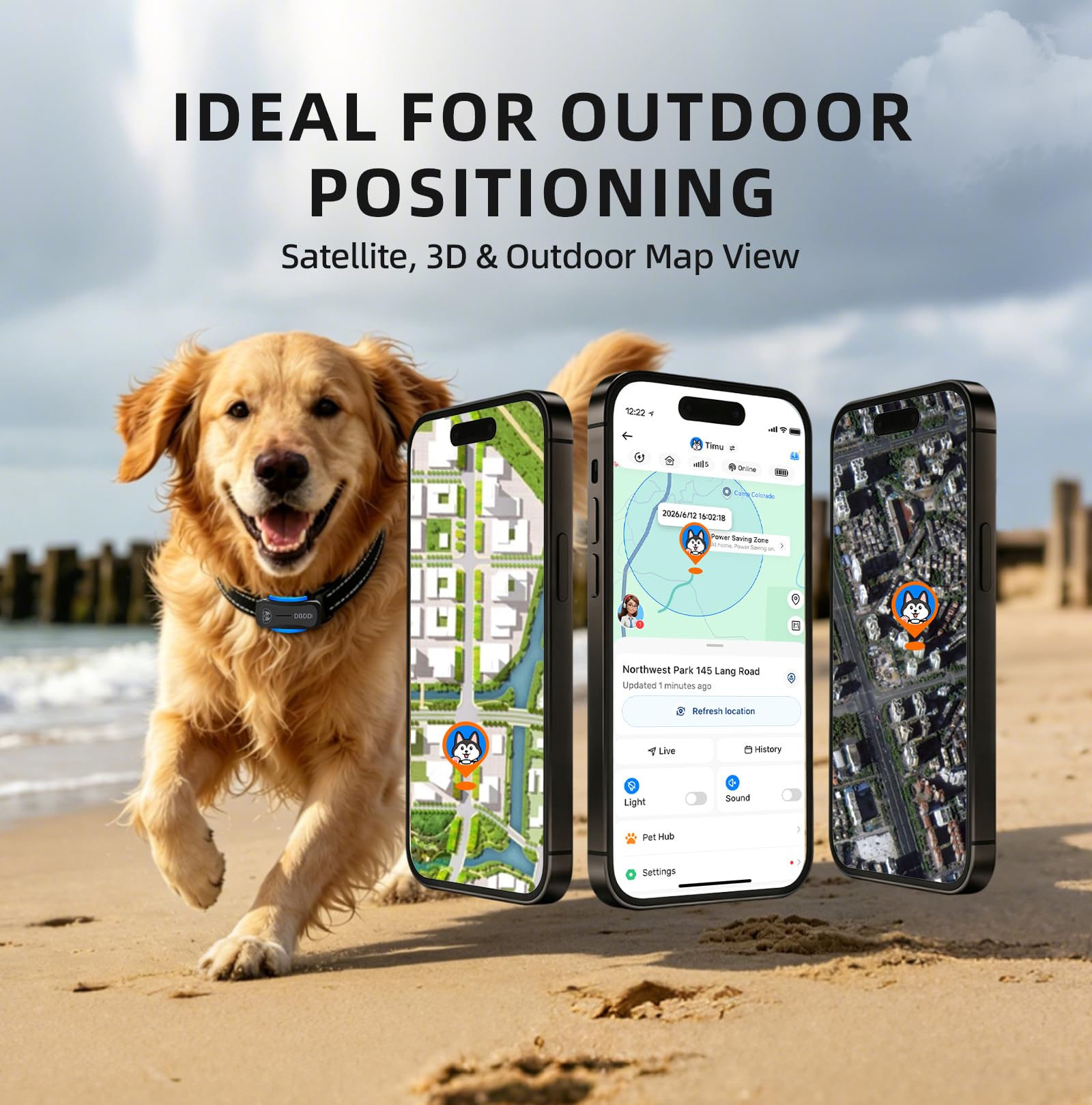 DBDD Rastreador GPS AI para perros con suscripción de 12 meses, ubicación en tiempo real, valla electrónica, monitoreo de salud, impermeable, para perros medianos y grandes, iOS Android