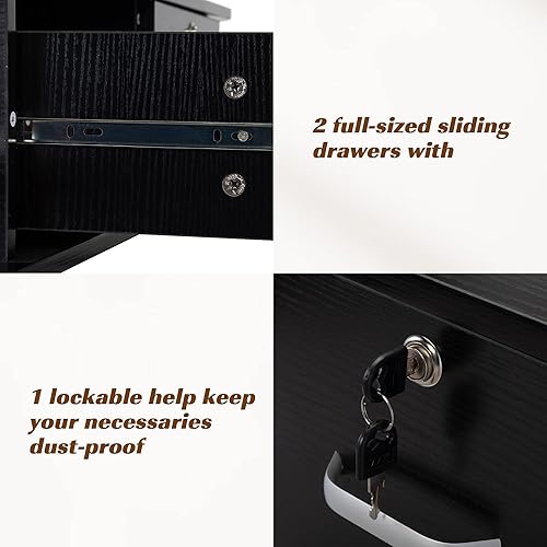 Miniatura 5 de Estación de salón montada en la pared, equipo de bloqueo de belleza con 2 cajones, 5 portaherramientas, cubo lateral, negro