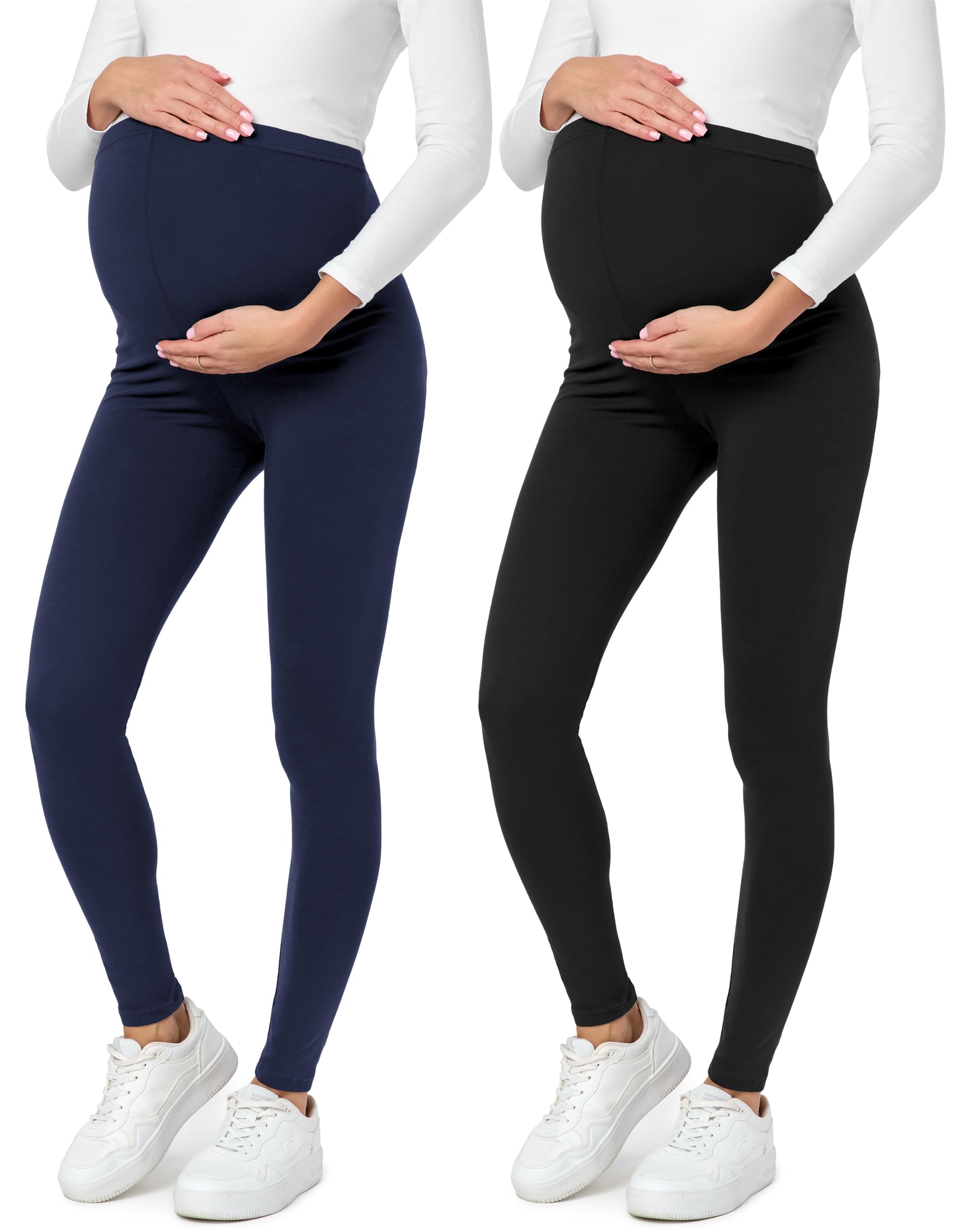 Be Mammy Lote de 2 Legging Grossesse Femme Long Legging Maternité Confortable BE20-230