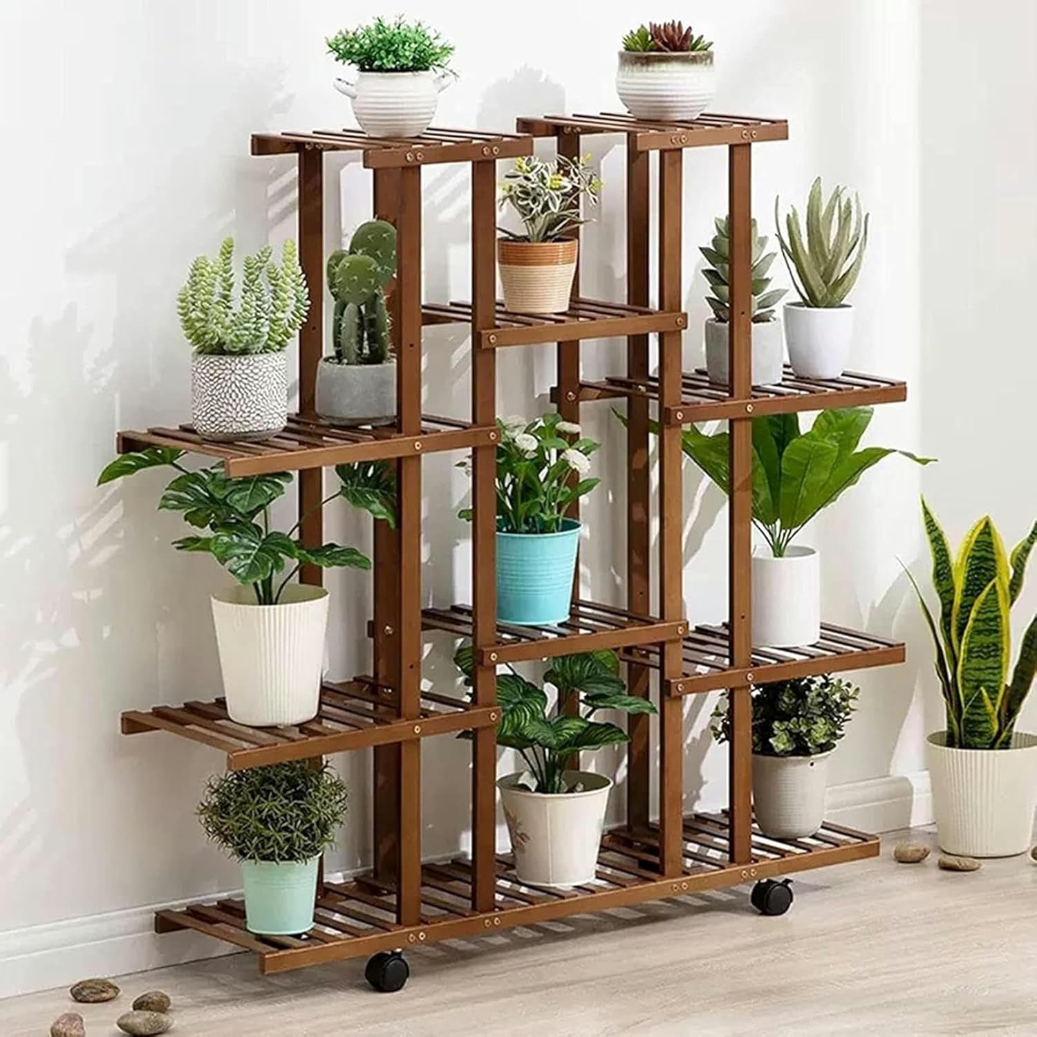 Interior Plants Support Support for Rolling Plants Exhibition of Plants Shelves for Various Flowers with Blockable Wheels ， Support for ，