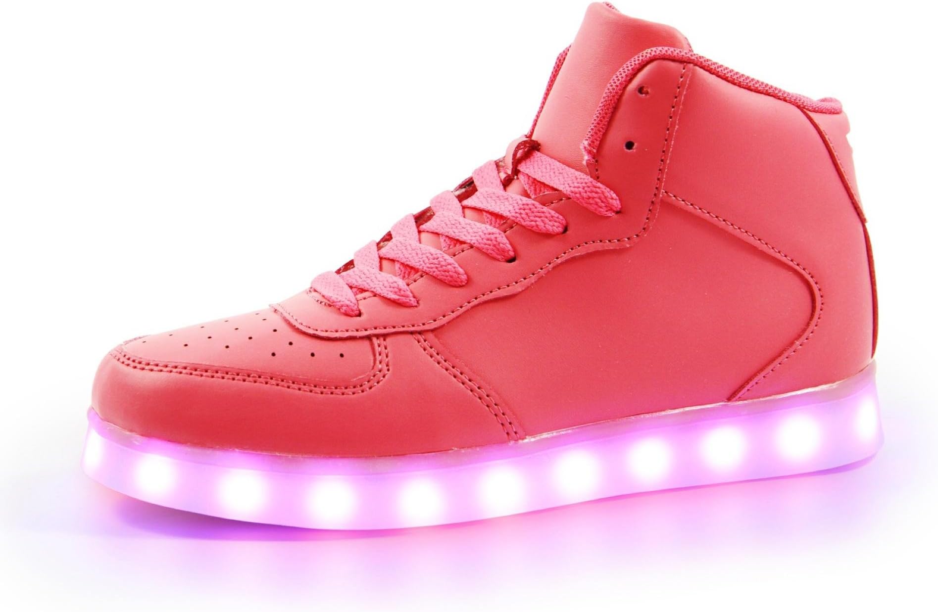 FLASHKICKS Jump - Premium Kids LED Shoes Bright Light Up Sneakers High Top, Unisex (2 US M Little Kid, Pink)