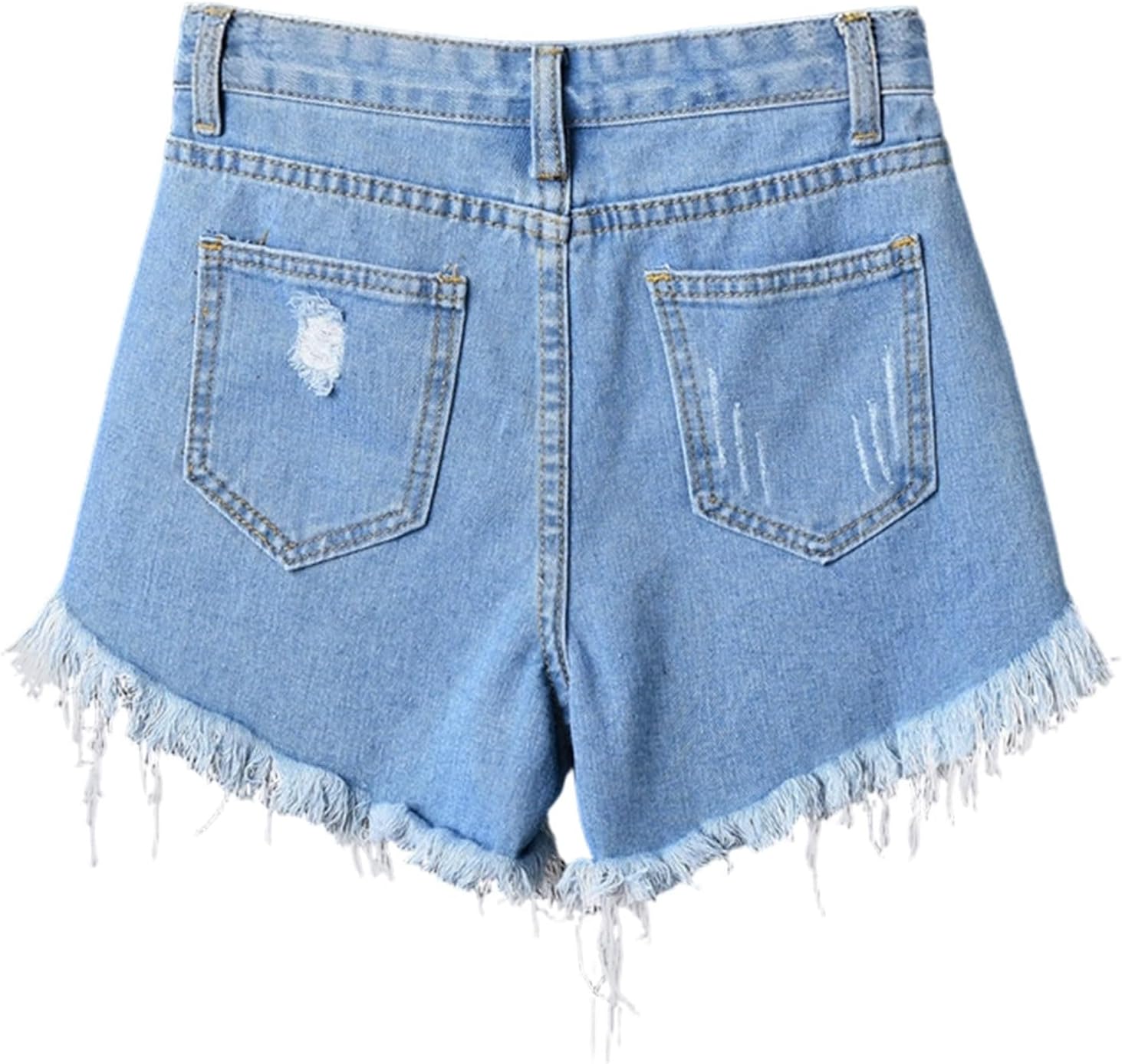 Womens Jeans Shorts Plus Size Mid Rise Ripped Stretchy Frayed Raw Hem Casual Denim Shorts Summer Beach Clothes