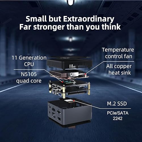 Miniatura 9 de youyeetoo Mini PC, 11 generación 10 nm N5105 computadora portátil pequeña, Intel, 8 GB de RAM, 128 GB SSD mSATA, Mini computadora de escritorio,