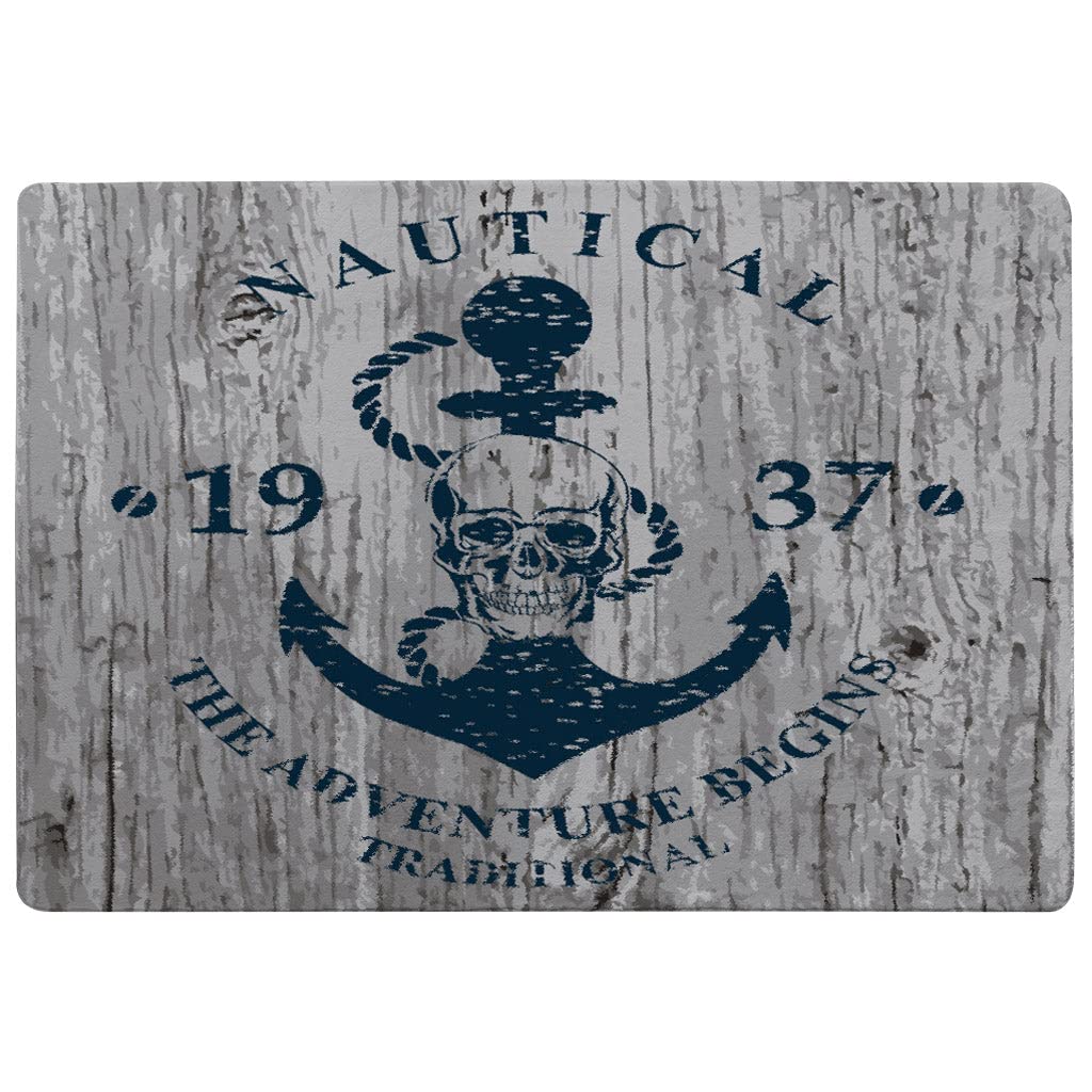 Ancre imprimée sur bois tapis 80 x 150 cm pour décoration de sol au motif marin vintage