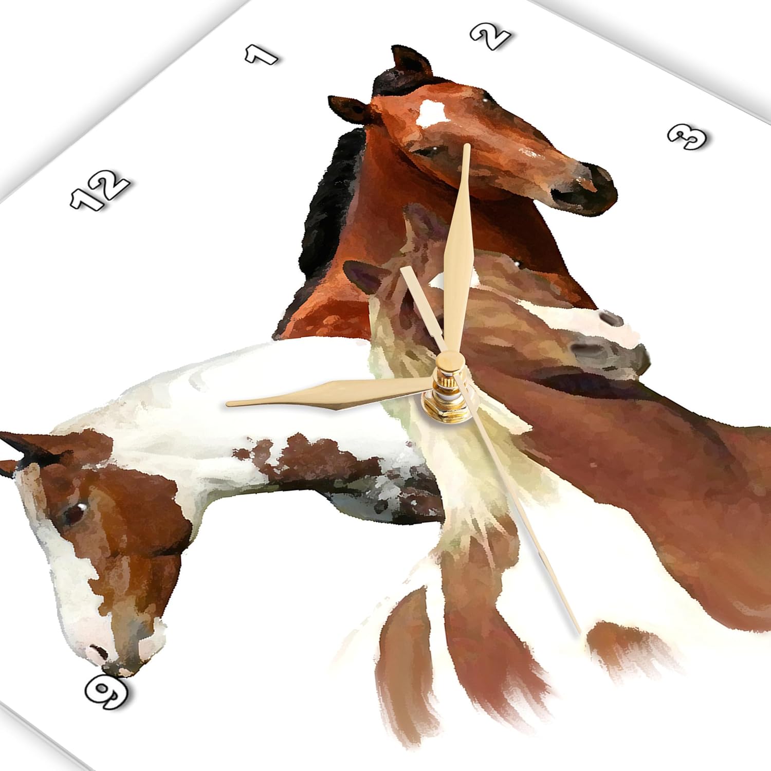 3drose Horses Wall Clock, 10 by 10-Inch