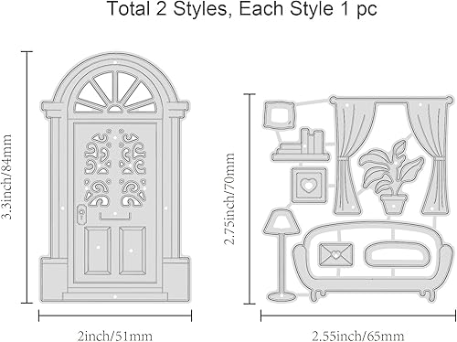 Miniatura 2 de INFUNLY Troqueles de metal para puerta, troqueles de corte de ventana para el hogar, plantillas de grabado en relieve de acero al carbono,