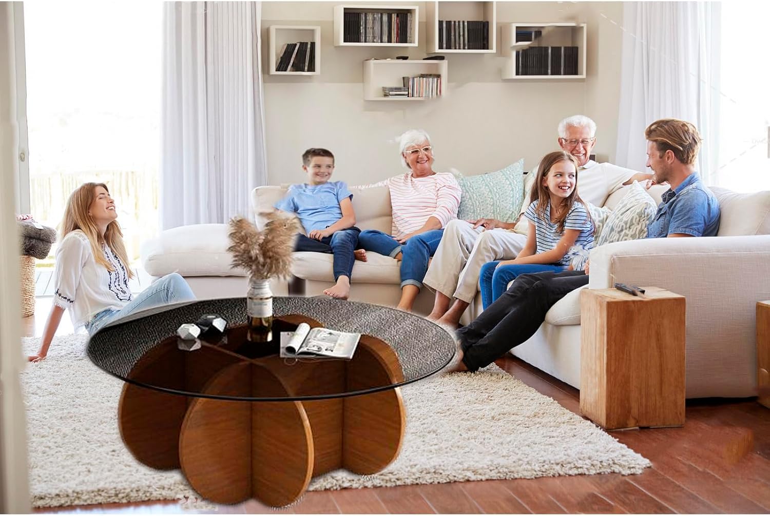 NOCE】円形ガラス天板 センターテーブル（値下げ） NOCE】円形ガラス天