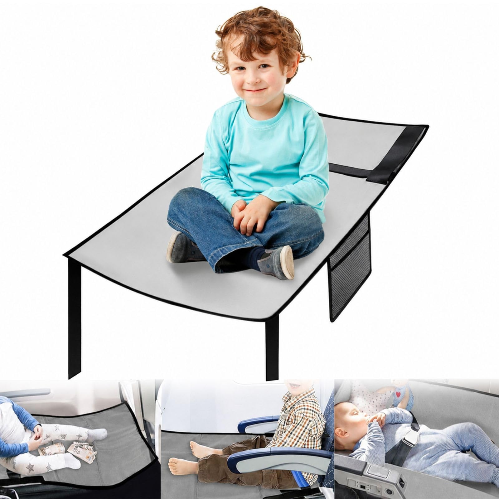 Hounyou Toddler Airplane Bed, Portable Plane Seat Extender Kids Children for Lie down and Rest